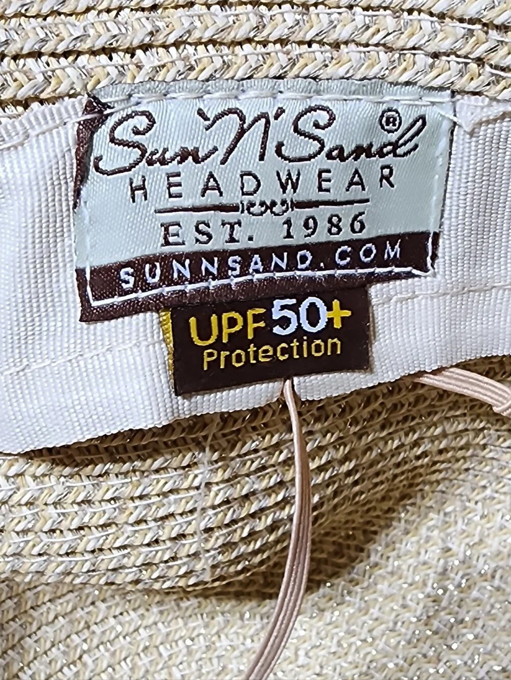 Sun N Sand Wide Brim Straw Hat White Bow UPF 50